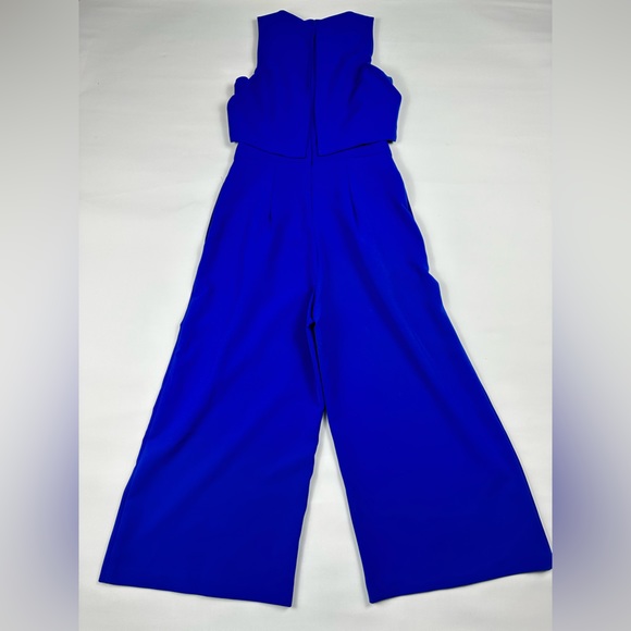 Vince Camuto royal blue jumpsuit with faux crop top attached overlay. Size 2 - Picture 2 of 10